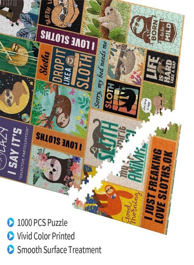 NELife 1000 Pieces Sloth Themed Jigsaw Puzzle,Fun Educational Toy for Kids Ages 12,Teens & Families.Educational Games Home Decoration Puzzle,Size 29.5” X 19.7” (Have Box) - Image 2